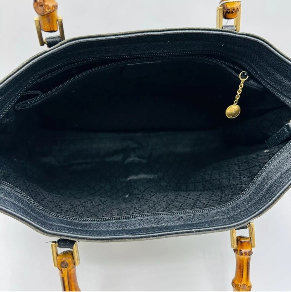 GUCCI Black Suede Bamboo Top Handle Satchel Hand Bag! - Picture 11 of 14